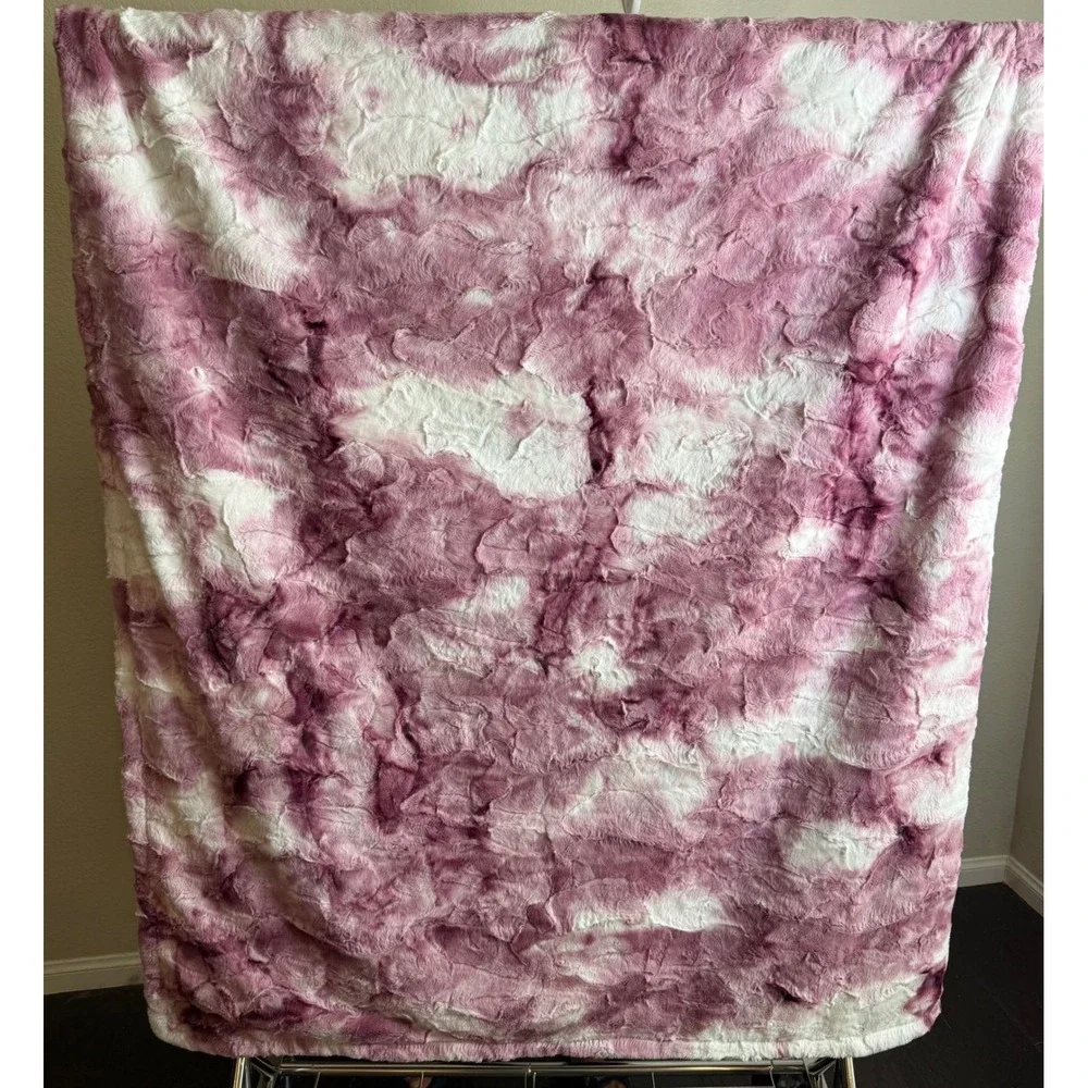 Minky Mamas 58x47 Blanket Purple Mauve Patchwork Plush Throw Cozy Chic